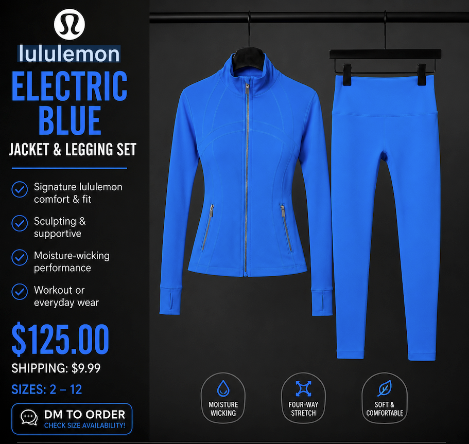 🔥💙 LuLuLemmon Electric Blue Define Jacket + LEGGING SET💙🔥