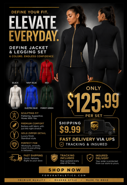 ✨ The Gold Collection-✨ Define Jacket + Legging Set (2-Piece) – Gold Zipper Edition ✨