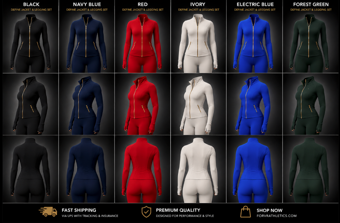 ✨ The Gold Collection-✨ Define Jacket + Legging Set (2-Piece) – Gold Zipper Edition ✨
