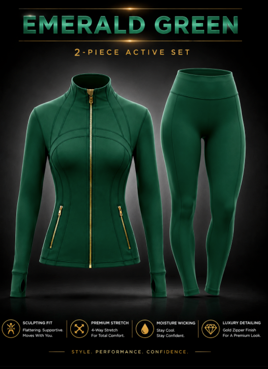 ✨ The Gold Collection-✨ Define Jacket + Legging Set (2-Piece) – Gold Zipper Edition ✨