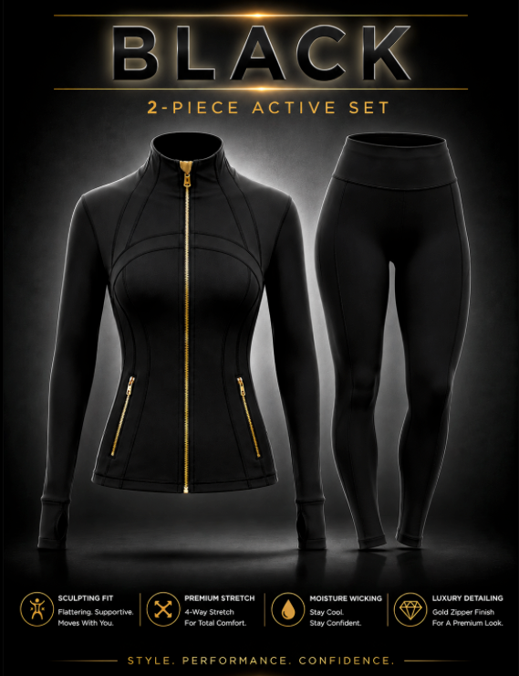 ✨ The Gold Collection-✨ Define Jacket + Legging Set (2-Piece) – Gold Zipper Edition ✨