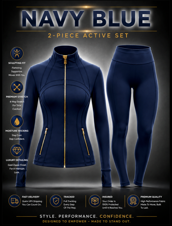 ✨ The Gold Collection-✨ Define Jacket + Legging Set (2-Piece) – Gold Zipper Edition ✨